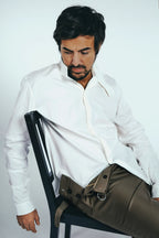 Horizontal Fold Collar Shirt