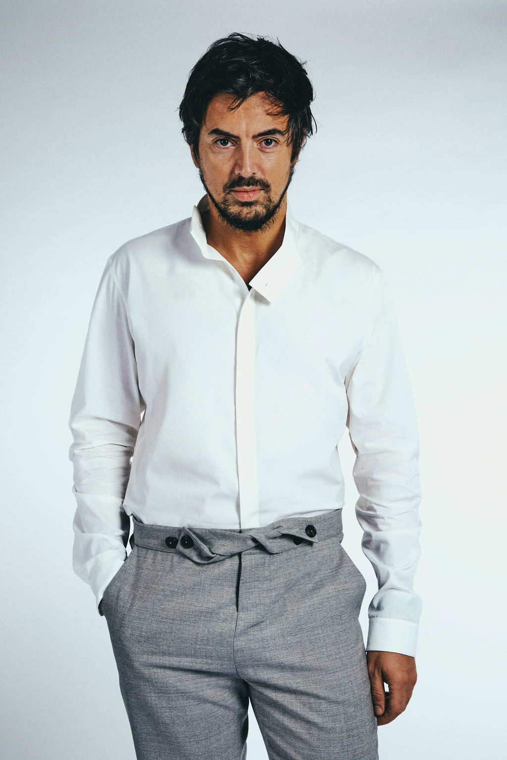 Horizontal Fold Collar Shirt