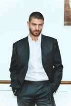 (SOON) Lapeless Jacket With High Collar