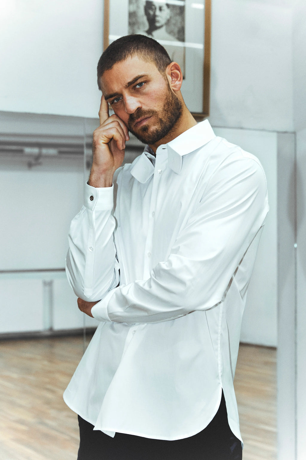 (SOON) Fold-over collar shirt