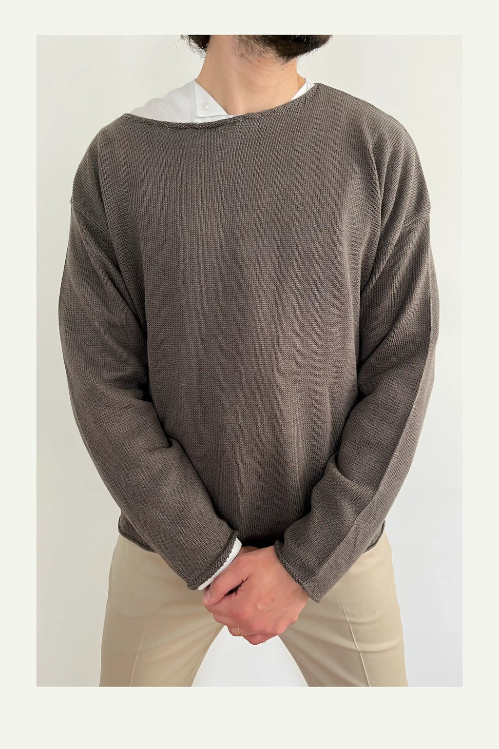 Asymmetrical Boat Collar Sweater