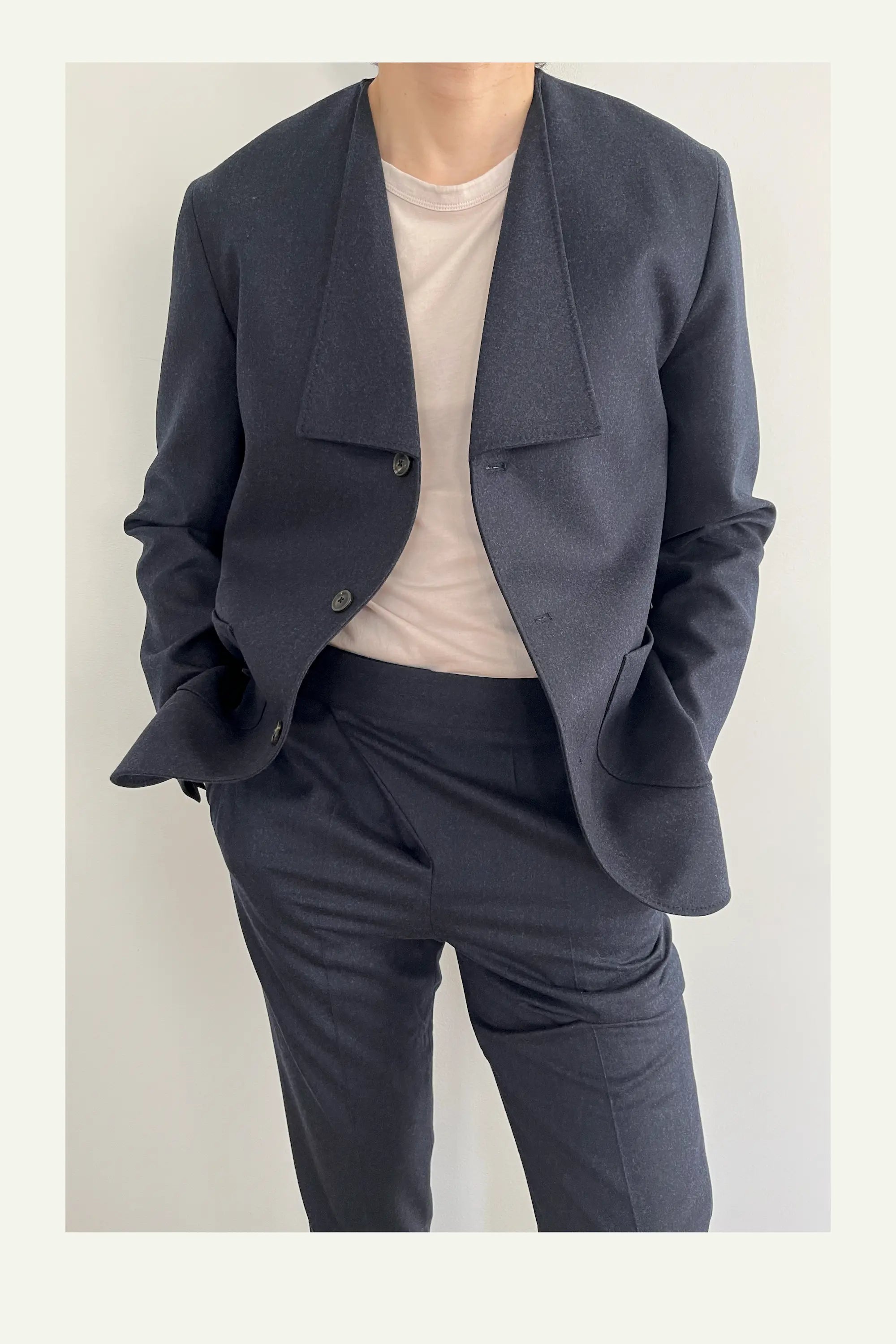 Low-Set Square Lapel Jacket