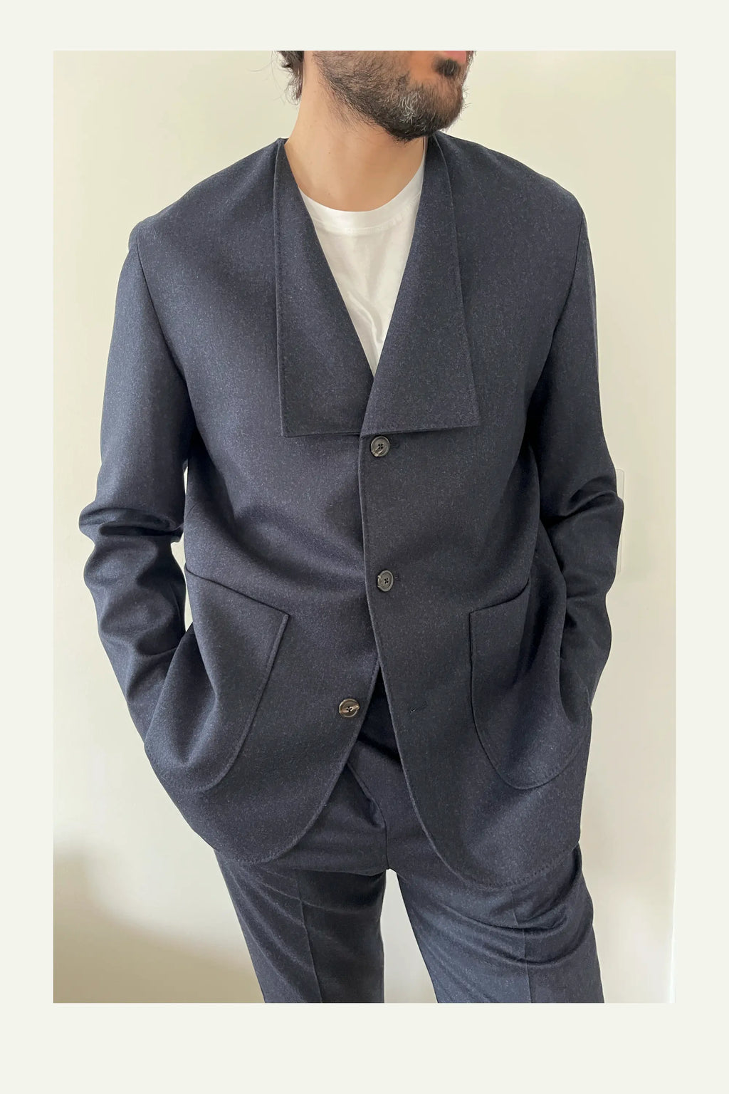 Low-Set Square Lapel Jacket