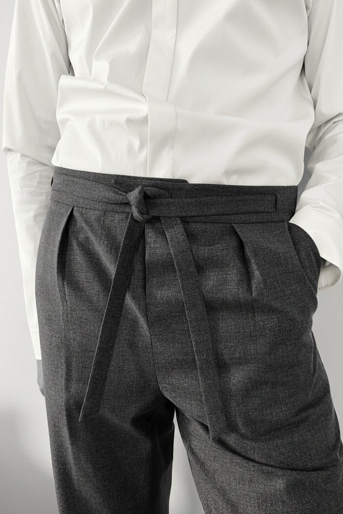 Crossed Belt Pleated Trouser